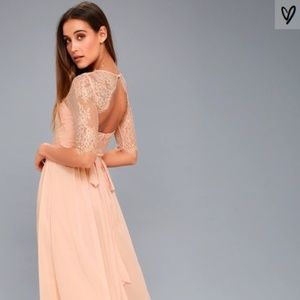 IN A FAIRY TALE BLUSH PINK LACE MAXI DRESS LULUS